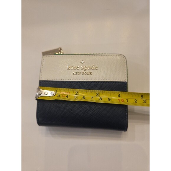 KATE SPADE Staci Colorblock Navy/Kelly Green Small L-Zip  Bifold Wallet‎ NWOT - Picture 7 of 8